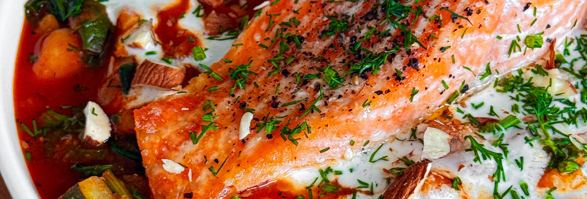 Golden Trout With a Summer Canellini Bean Stew.