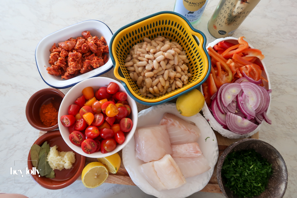 baked cod with chorizo all the ingredients needed for this recipe