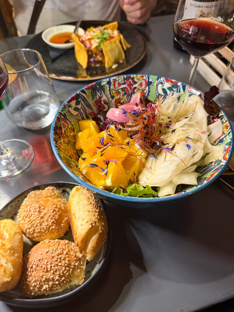 Anchovies signature salad with fennel, orange, and caramelised onion — where to eat in Ortigia for fresh Sicilian starters