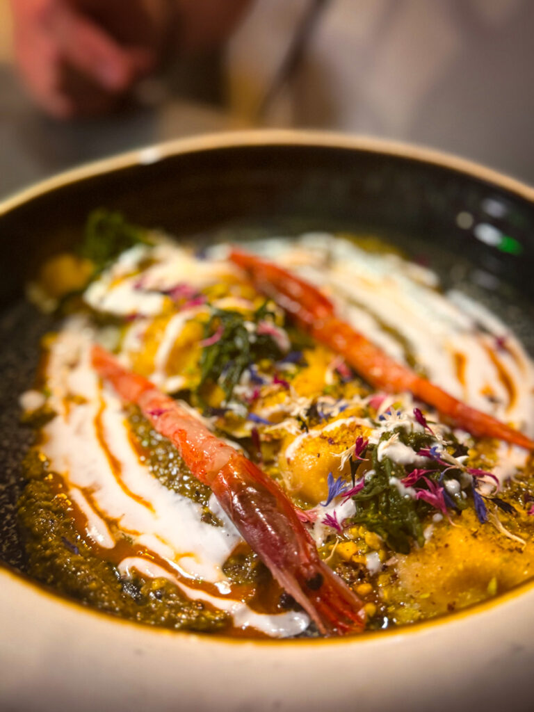 Red shrimp pasta with Femminello lemon and pistachio pesto — where to eat in Ortigia for seafood pasta