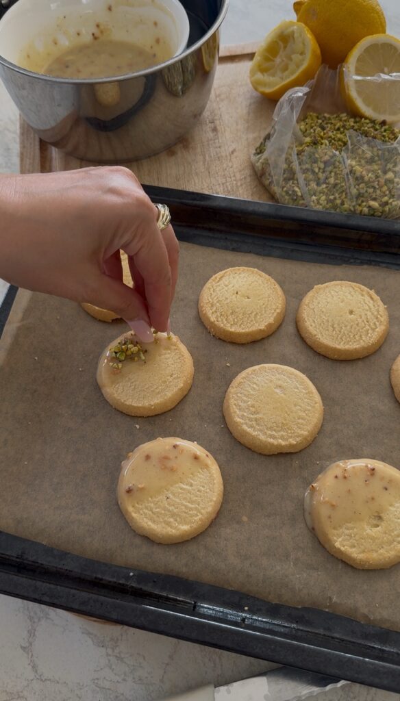 pistachio crusted shortbread biscuits for grapefruit posset
