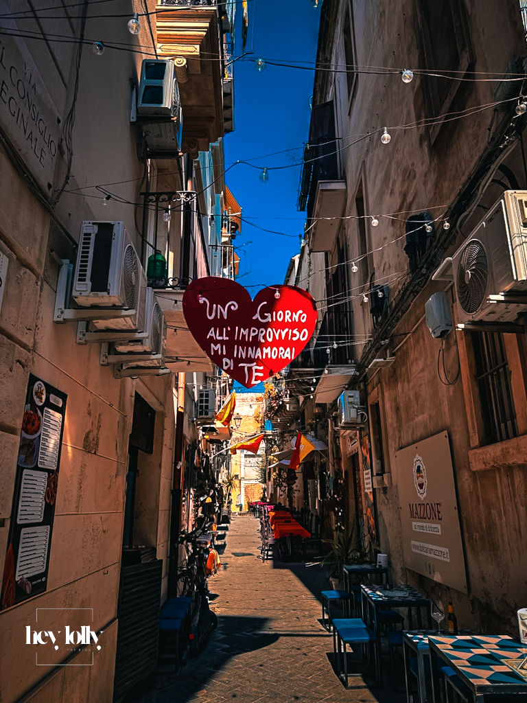 Narrow cobbled street in Ortigia