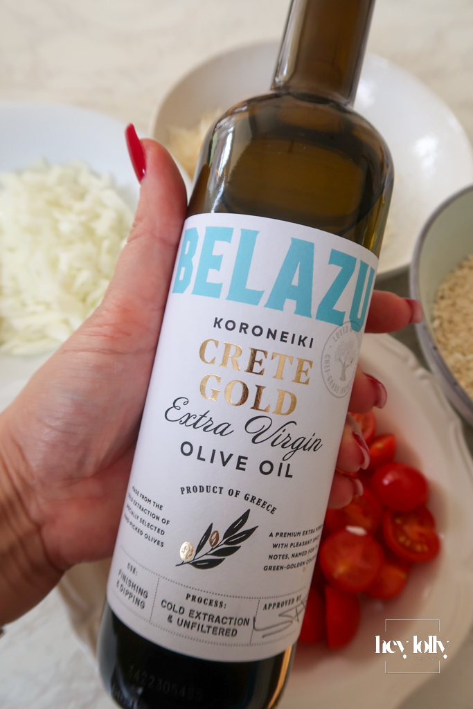 Belazu Crete Gold Extra Virgin Olive Oil for Kid Prawn Tomato Risotto