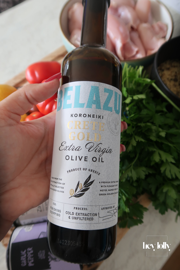 Za’atar Chicken Thighs seasoning ingredients — olive oil, cumin, za’atar, garlic, chilli, and lemon