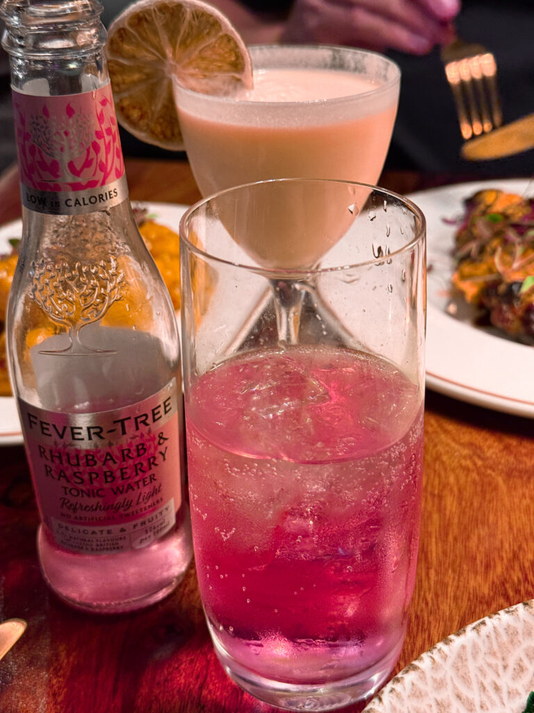 Mango Lassi and zero gin with rhubarb tonic served at Passan’s Nottingham.
