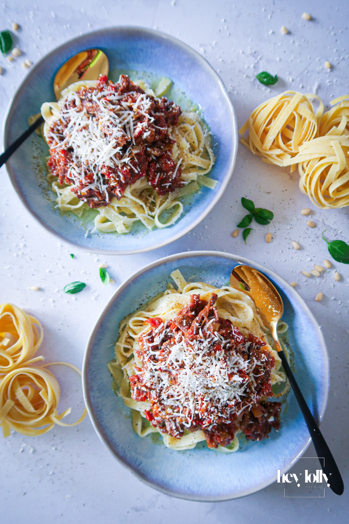 rich beef ragu plated