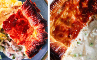 chicken pea and pancetta puff pastry pie