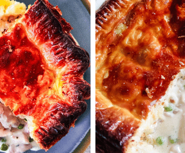 chicken pea and pancetta puff pastry pie