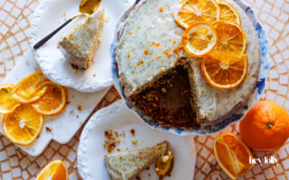 overhead shot of orange and poppy seed cake