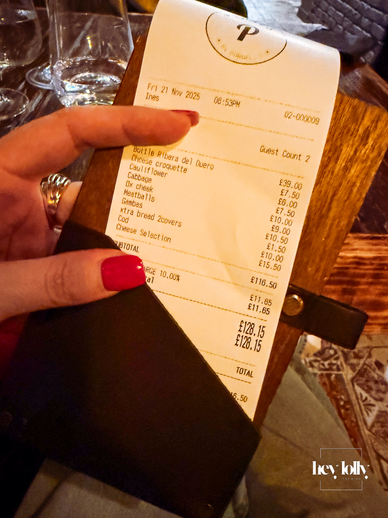 receipt bill fom plates at purnell's