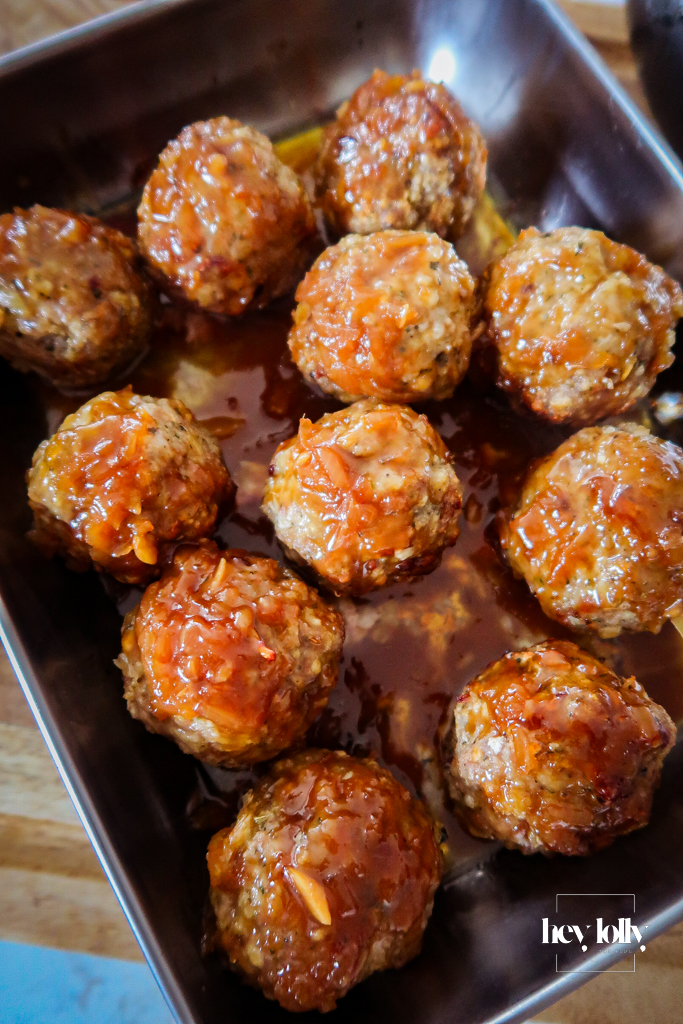 Golden pork and stuffing roast bombs fresh from the oven.