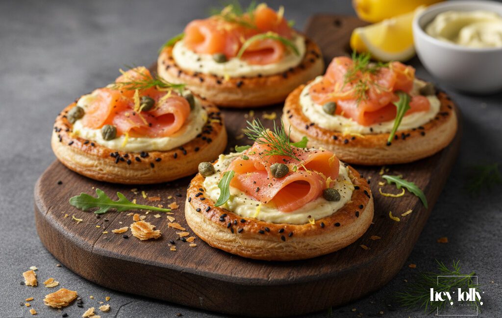 smoked salmon puff pastry tarts