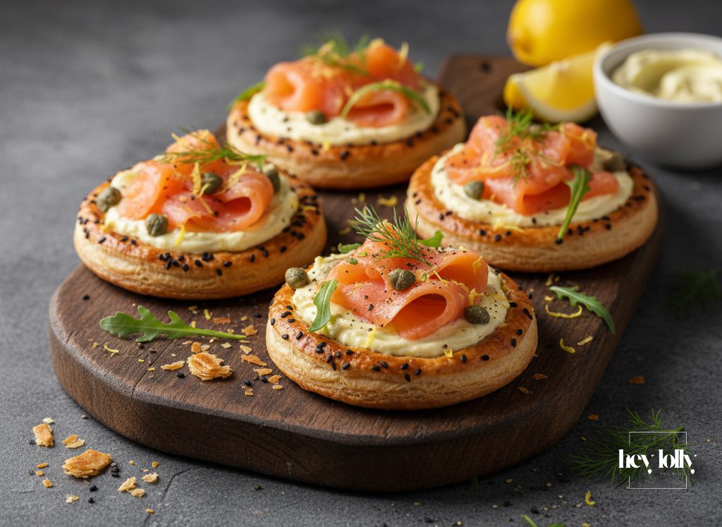 smoked salmon puff pastry tarts