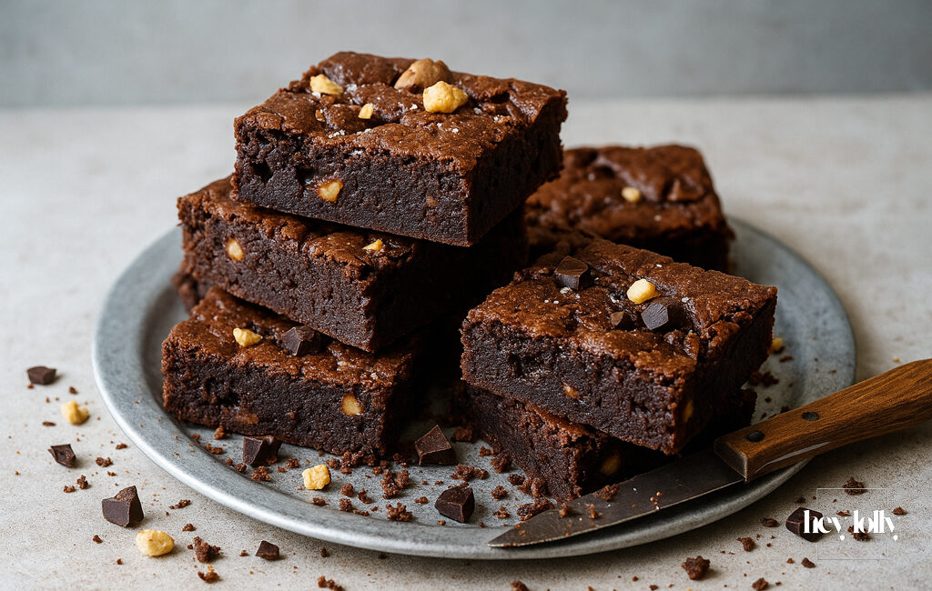 shot of cut up macadamia brownie bites