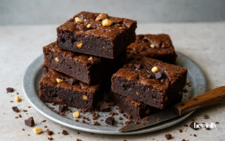 shot of cut up macadamia brownie bites