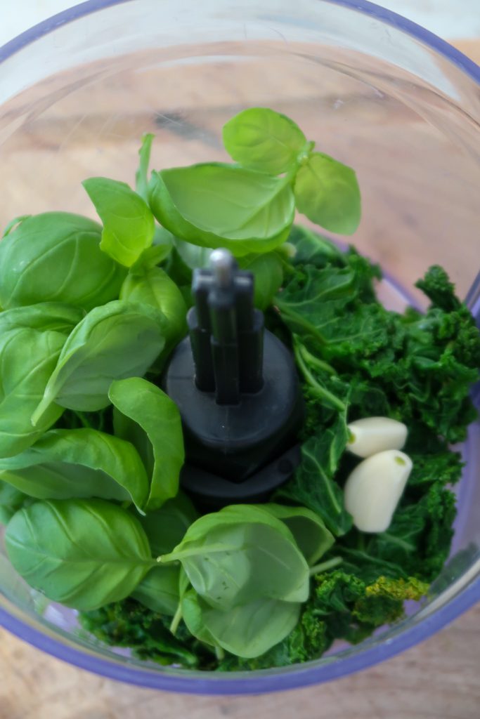 Homemade kale pesto with Parmesan, lemon and nuts