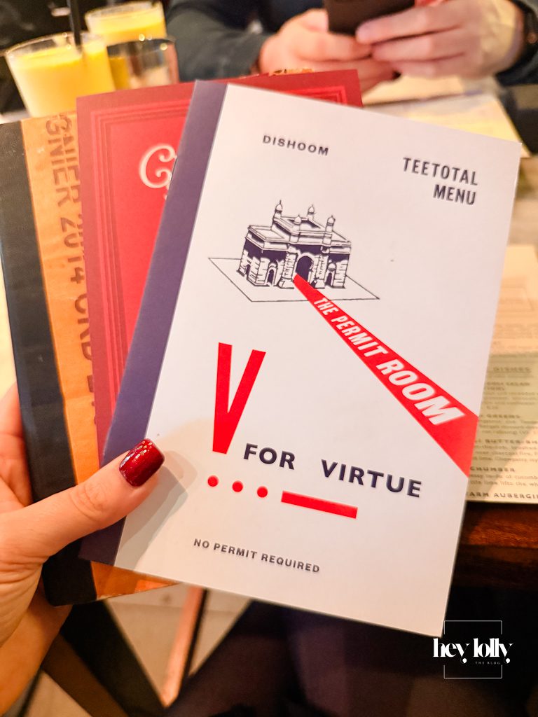 Selection of drinks menus at Dishoom Shoreditch