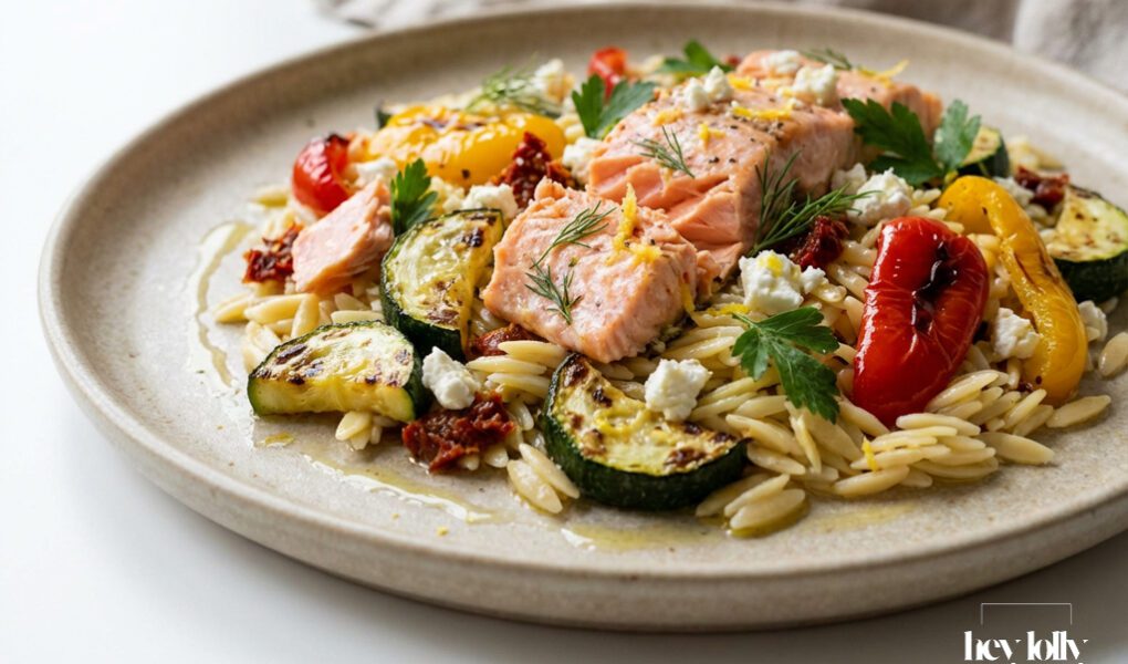 greek salmon and orzo salad