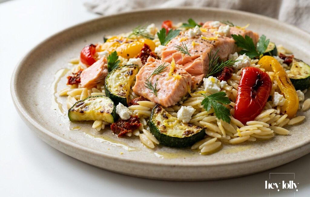 greek salmon and orzo salad