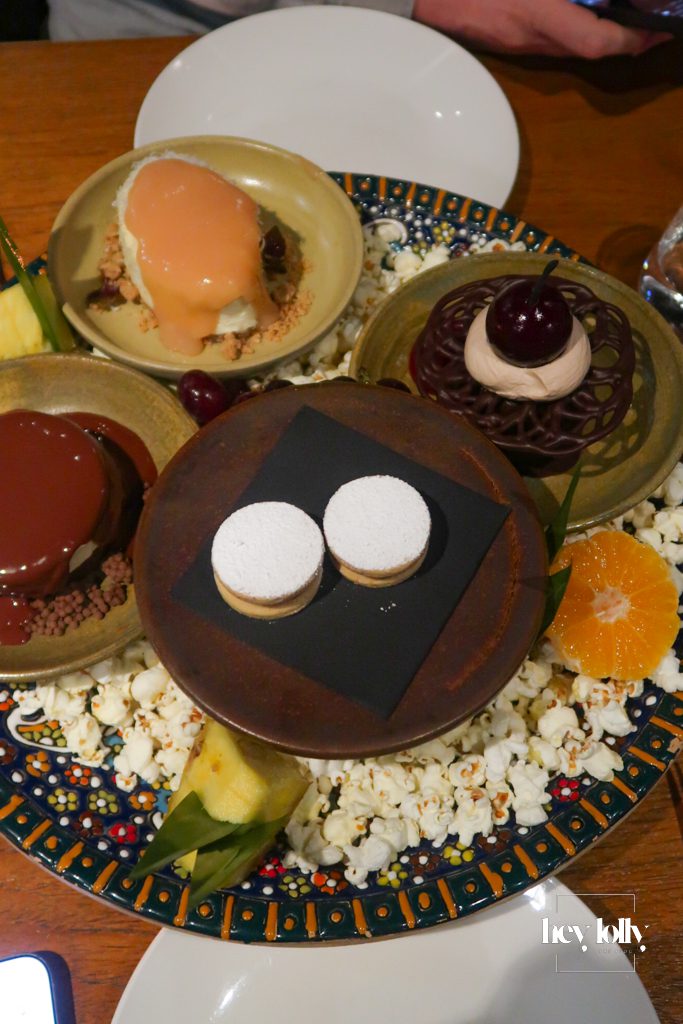 Large dessert platter served at COYA City London restaurant