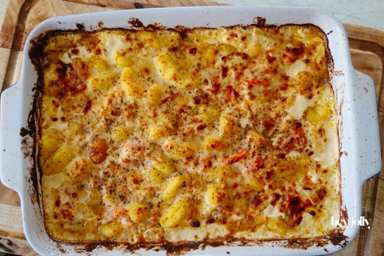 salmon and fennel gnocchi bake