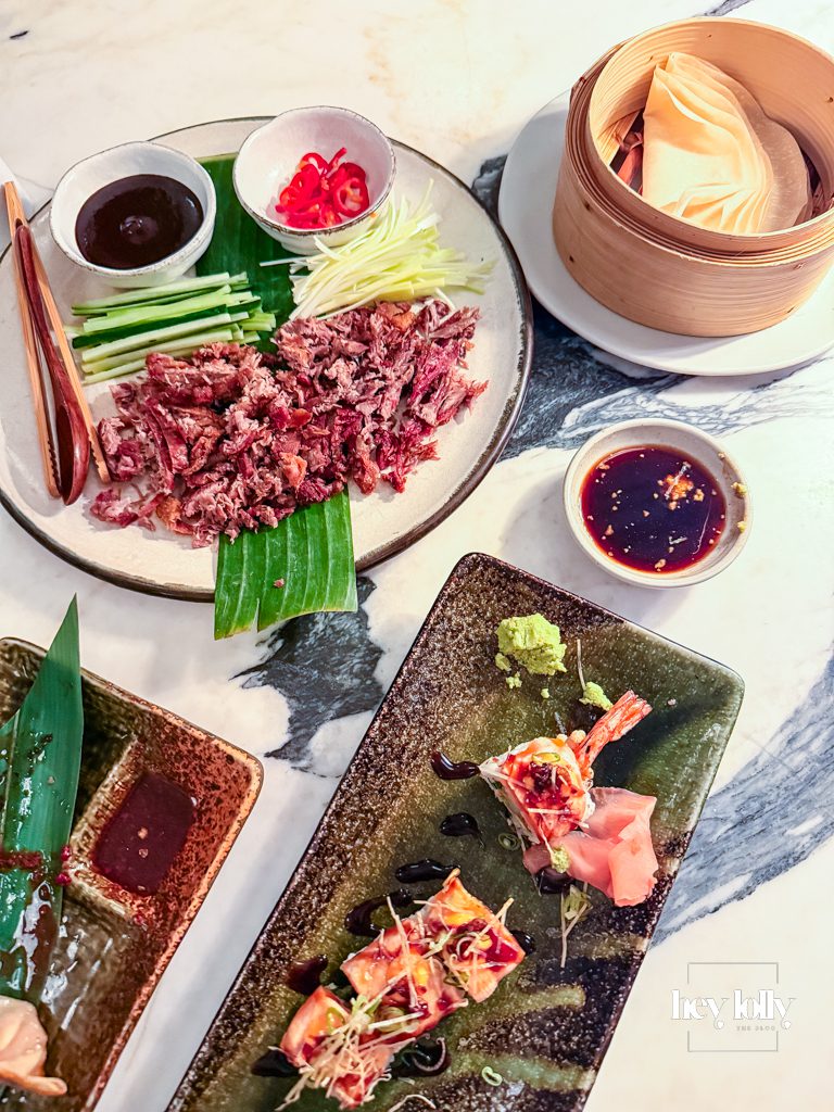 Shared plates served at Kaia restaurant, The Ned London