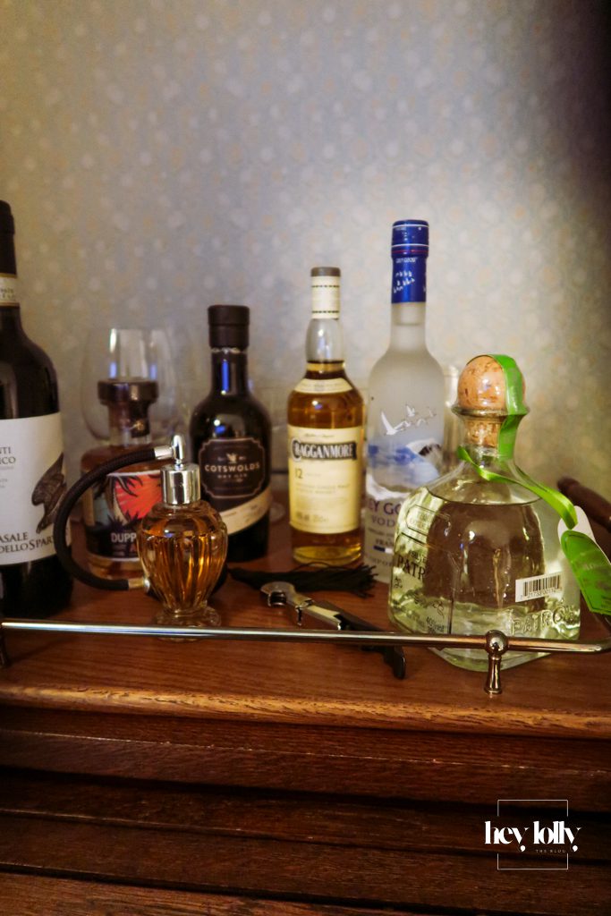 View of minibar selection in The Ned London hotel room