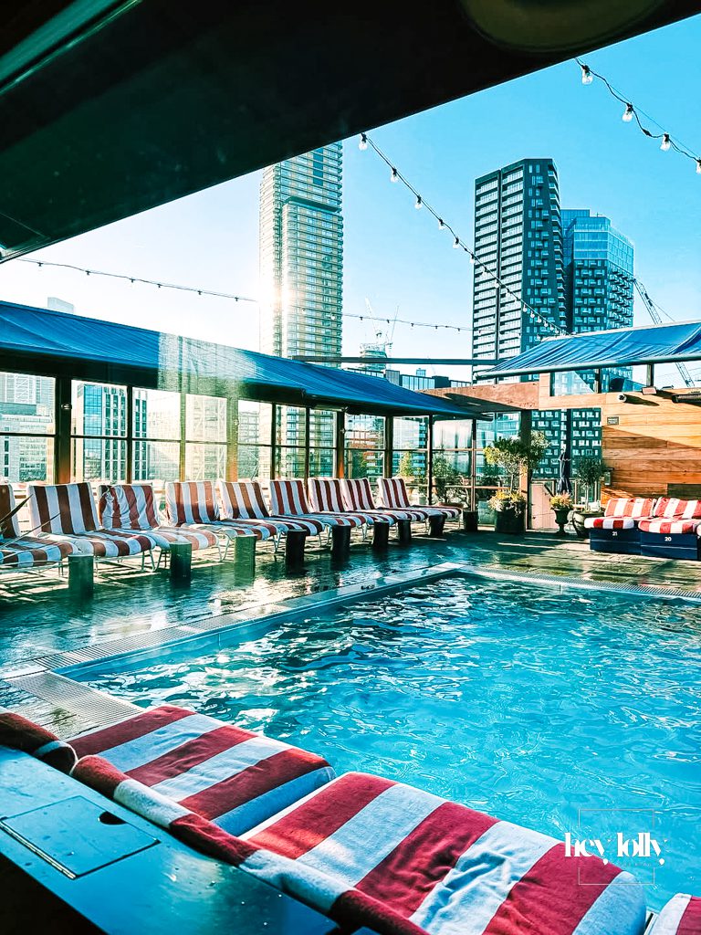 Rooftop swimming pool at The Ned London overlooking the City