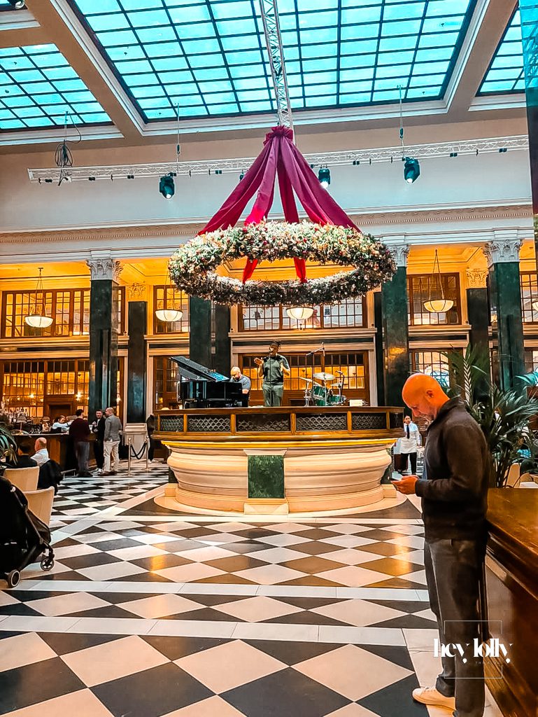 Evening ambience inside The Ned London hotel