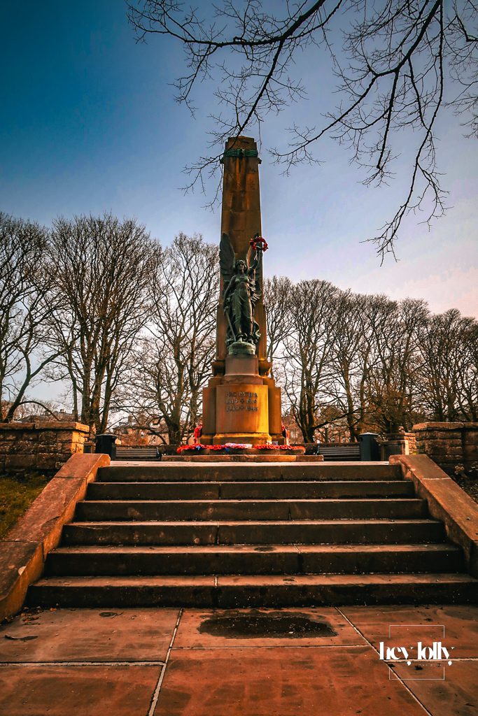 Historic Buxton Crescent square in winter