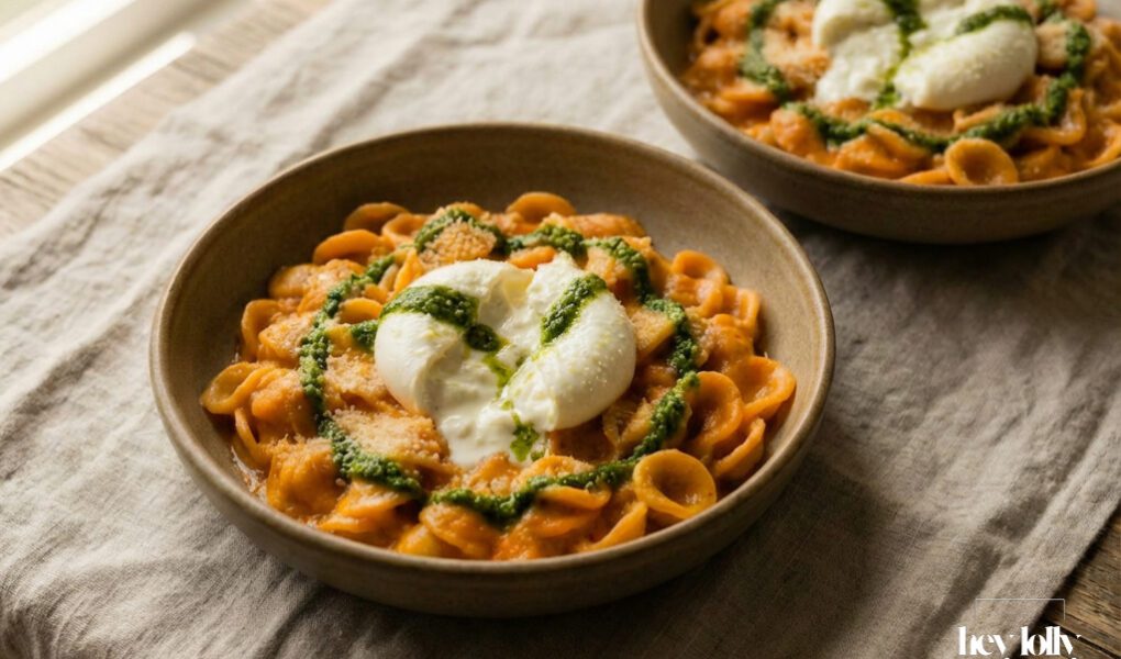 pasta all vodka overhead shot