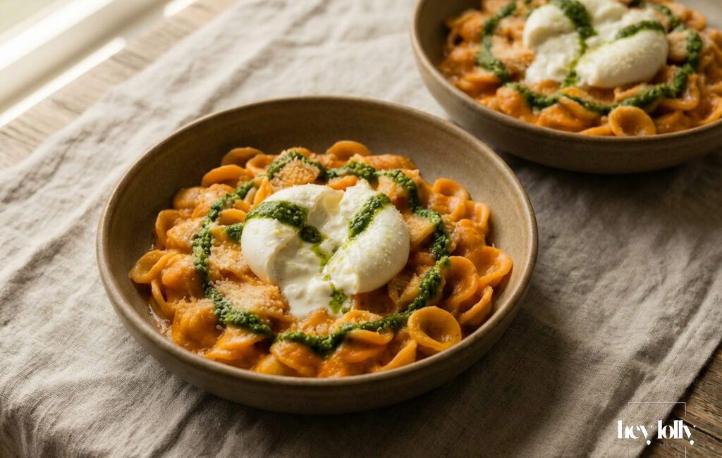 pasta all vodka overhead shot