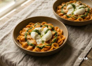 pasta all vodka overhead shot