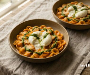 pasta all vodka overhead shot