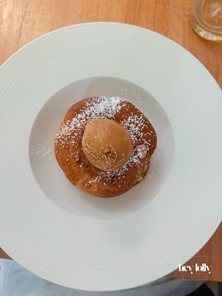 Paris-Brest with hazelnut mousseline and coffee ice cream at Skein Nottingham