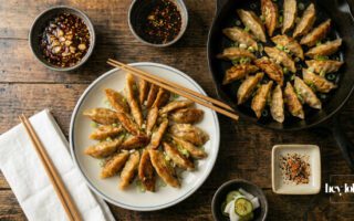 homemade asian potstickers with chilli dippiing sauce