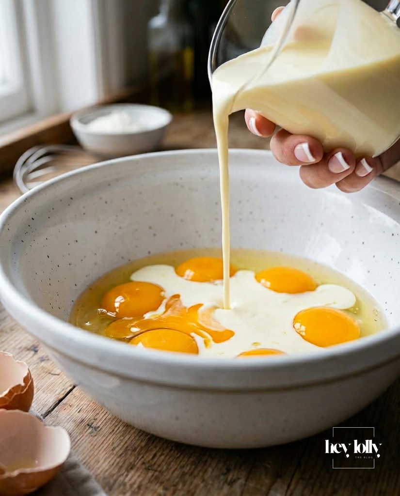 egg mixture with cream and parmesan for fridge raid frittata