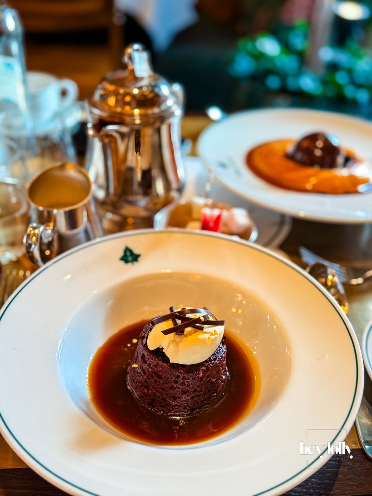 Sticky toffee pudding with salted caramel sauce and vanilla ice cream at The Ivy Nottingham