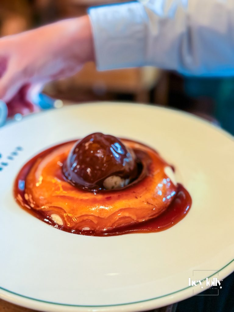 The Ivy chocolate bombe dessert served at The Ivy Nottingham restaurant