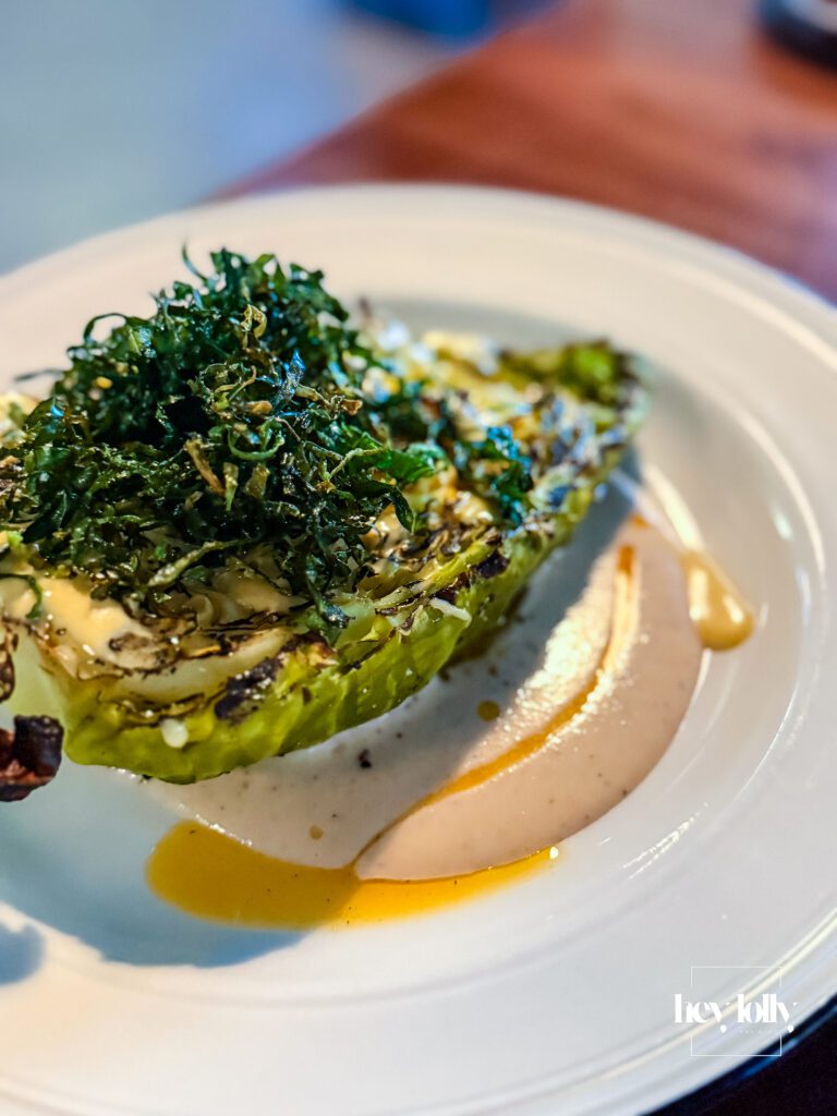Raymonds Nottingham BBQ cabbage smoky charred detail