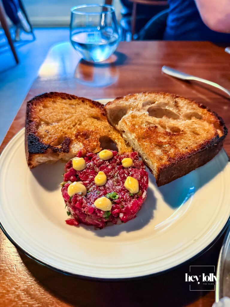 Raymonds Nottingham beef tartare plated neatly close-up